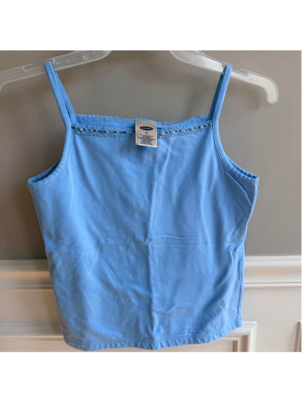 Old Navy blue tank top with lace trim Size M #summer #lace